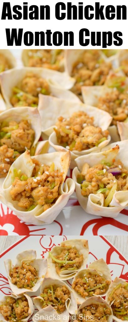 Asian Chicken Wonton Cups are a delicious way to enjoy a bite-sized bit of your favorite flavors. Great for parties or game day, you'll simply love them!