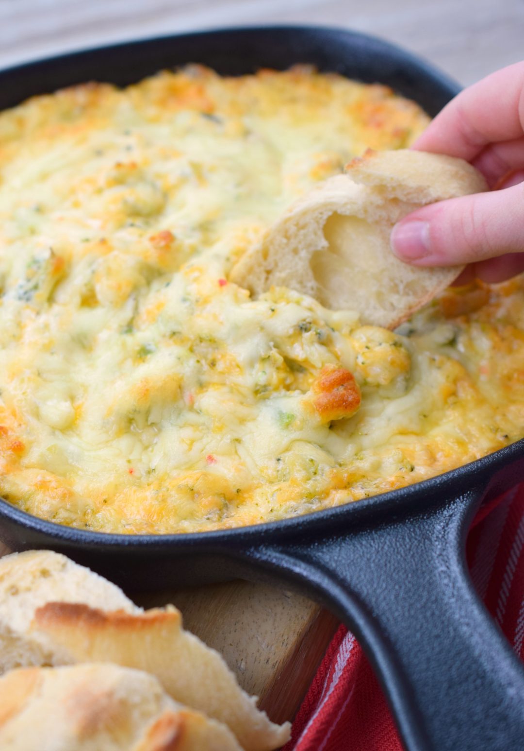 Three Cheese Baked Broccoli Dip Snacks and Sips
