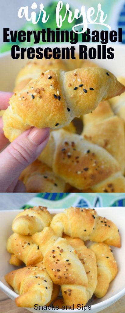 air fryer everything bagel crescent roll in hand 