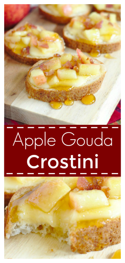 Apple Gouda Crostini - A quick and easy appetizer that is perfect for fall! Gouda, apples, honey, bacon, and baguette! Crostini Recipe | Fall Appetizer Recipe | Apple Appetizer #appetizer #apple #recipe #easyrecipe