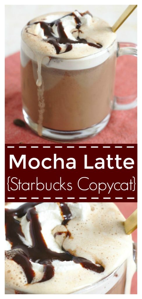 Mocha Latte {Starbucks Copycat} - Save money and make this classic Starbucks recipe at home! Made with just 3 simple ingredients, so easy! Starbucks Copycat Recipe | Mocha Latte Recipe | Starbucks Mocha Latte #drink #recipe #starbucks #latte #mocha