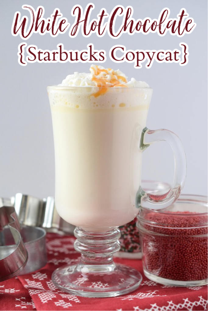 White Hot Chocolate {Starbucks Copycat} - This delicious drink is perfectly sweet and cozy. Made with just 3 simple ingredients in 5 minutes! White Hot Chocolate Recipe | White Hot Chocolate | Starbucks Copycat Recipe