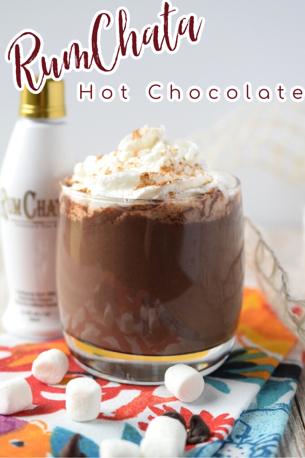 RumChata Hot Chocolate - Take your hot chocolate to the next level by adding RumChata! Made with just 4 simple ingredients in 10 minutes! Hot Chocolate Recipes | RumChata Recipes | Boozy Hot Chocolate
