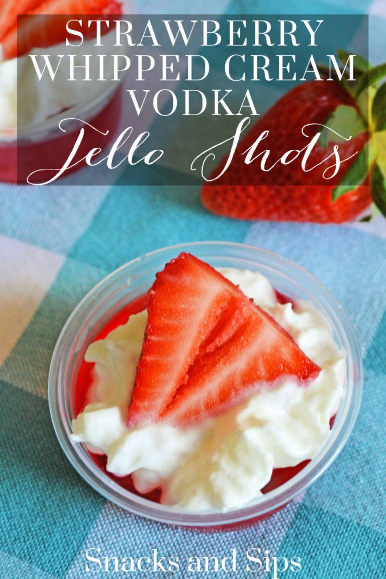 Strawberry Whipped Cream Vodka Jello Shots Snacks and Sips